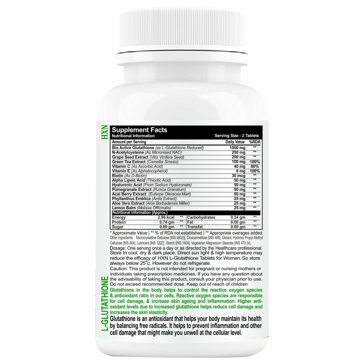 HXN Glutathione 1000mg For Skin 60 Tablets