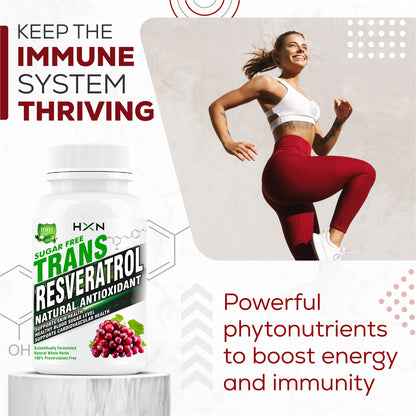 HXN Resveratrol 500mg Supplements With Grape Seed Extract, Quercetin 60 Tablets