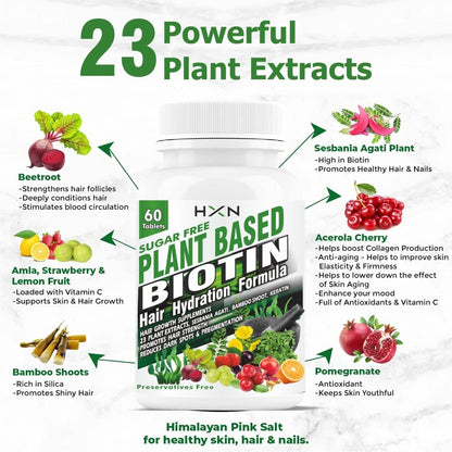 HXN Plant Based Biotin For Hair Growth 60 Tablets