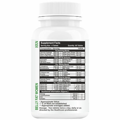 HXN Belly Fat Burners For Women 60 Tablets