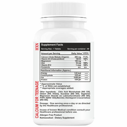 HXN Calcium For Kids (10-16 Years) 60 Tablets
