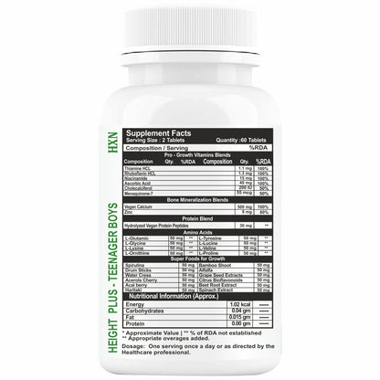 HXN Height Increase Medicine For Boys 60 Tablets
