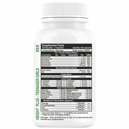 HXN Height Increase For Girls 60 Tablets