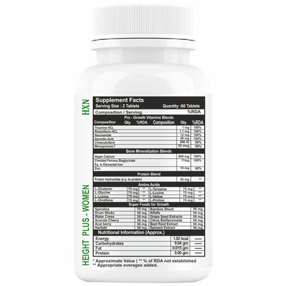 HXN Height Increase Medicine for Women 60 Tablets