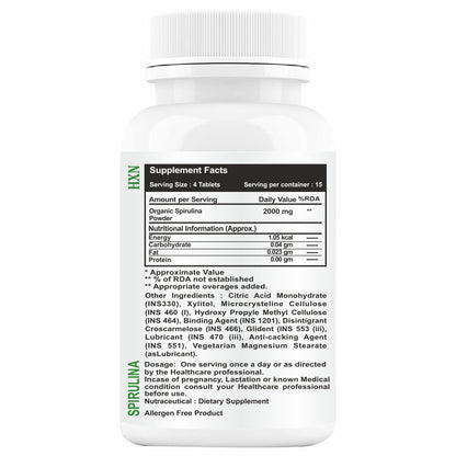 HXN Spirulina Powder Tablets - 60 Tablets