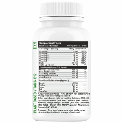 HXN Plant BasedVitamin B12 120 Tablets