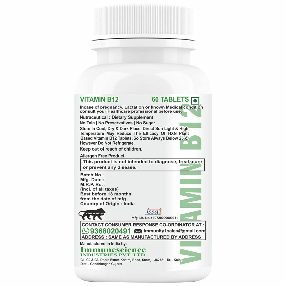 HXN Plant BasedVitamin B12 120 Tablets